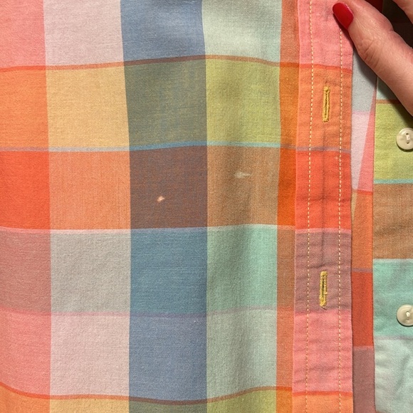 LL Bean Rainbow Checkered Button Down - Picture 2 of 4